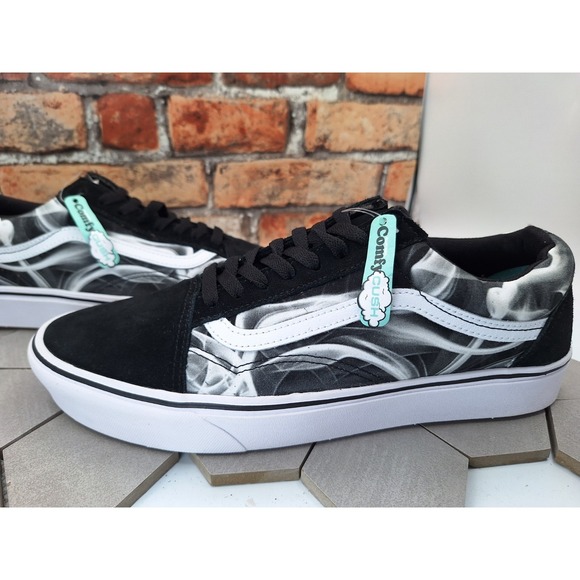 Men Sz 12 Vans Old School Comfy Cush Black White Swirl Sneakers CC After Dark - Picture 3 of 11